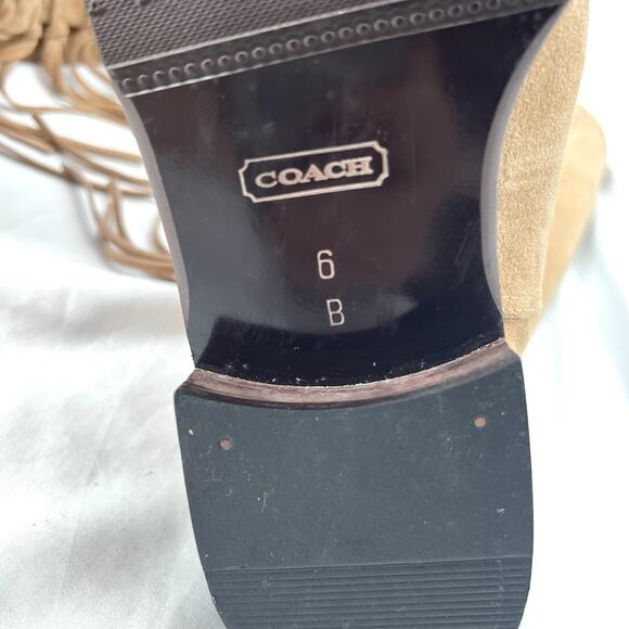 Coach Arianna Light Brown Suede Fringe Over the Calf Riding Boots Womens 6 - Picture 13 of 14